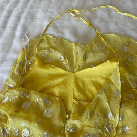 Line & Dot Yellow Silk Camisole with Silver Dots - Picture 7 of 10